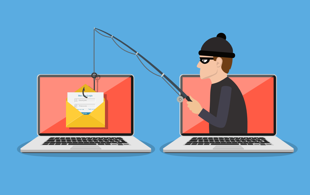 An illustration of a phishing attack